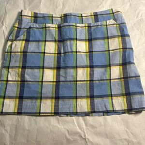 Loudmouth Ladies Plaid‎ Skort Blue Yellow White Golf Skirt US 10 Inside Stain